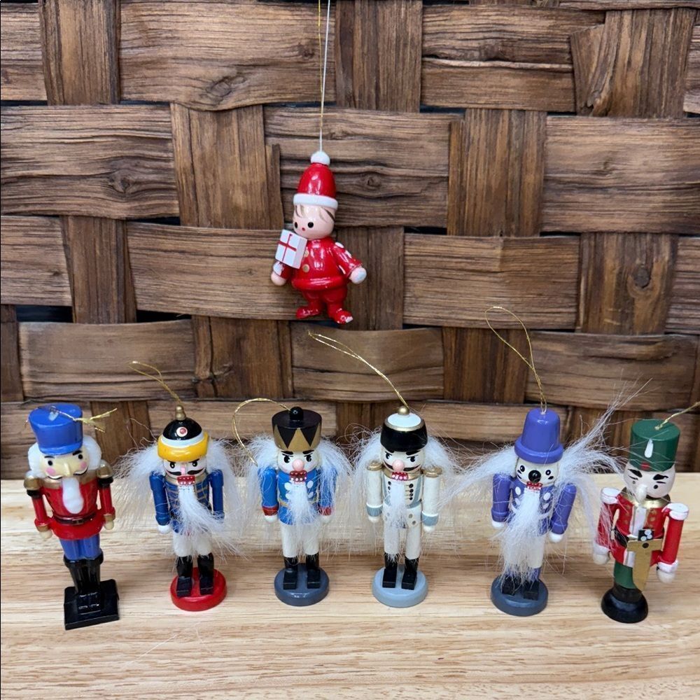 Vintage Colorful Nutcracker Christmas Ornaments Set